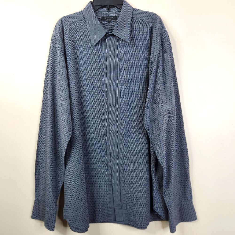 Ted Baker London Long Sleeve Textured Printed Hidden Button Dress Shirt 5